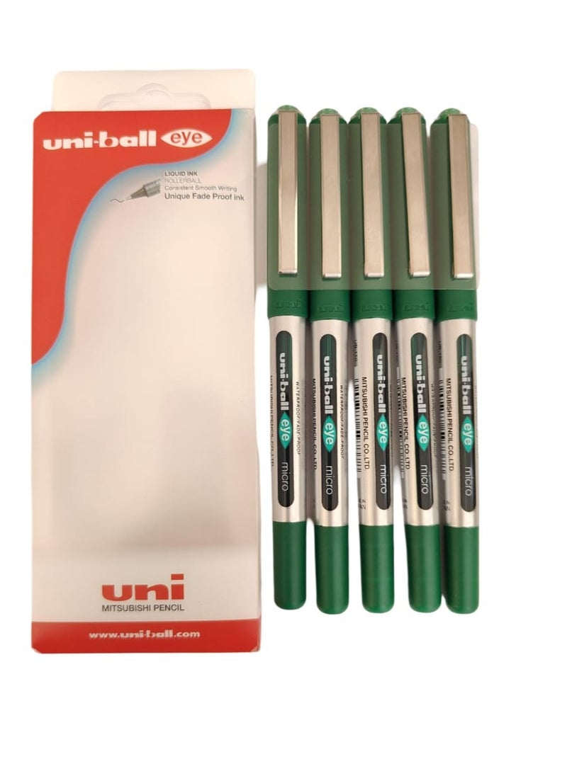 Uniball Uni-ball Eye UB150 Roller Pen (Green Ink, Pack of 5)  - Image 3