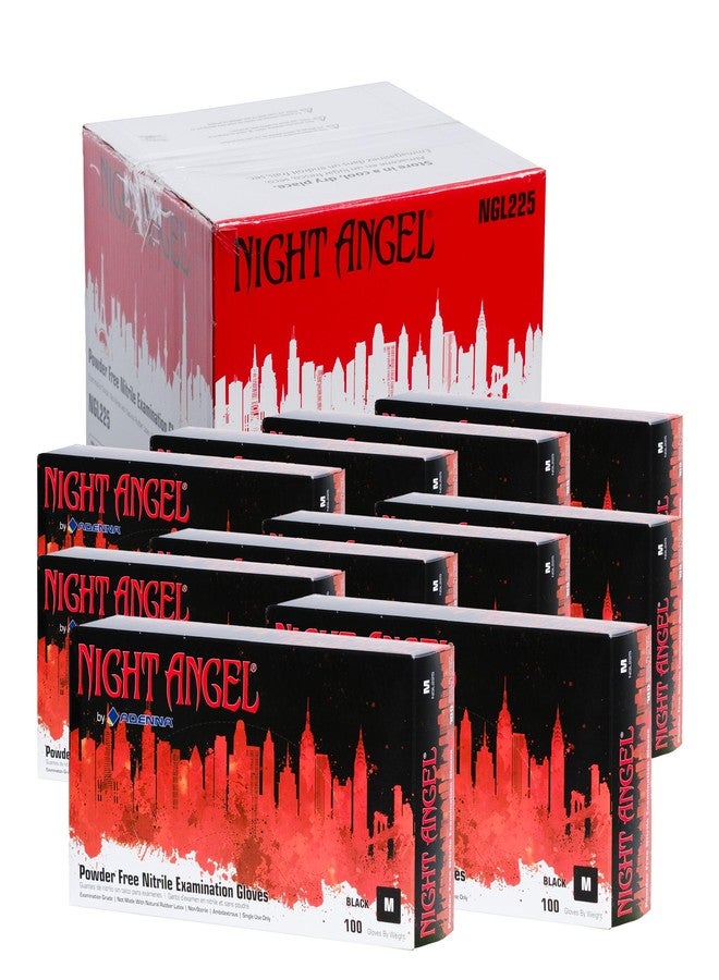 Adenna Night Angel 4 mil Nitrile Powder Free Exam Gloves (Black, Small) - Pack of 10, Count 1000 - Image 1