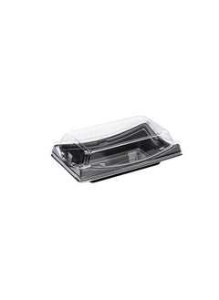 Restaurantware Restaurantware-Roku 7.5 x 4.75 Inch Sushi Trays, 100 Disposable Sushi Containers With Lids - Short, Take Out Containers For Appetizers, Entrees, or Desserts, Black Plastic To Go Containers,  - Image 1