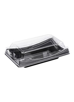 Roku 7.5 x 4.75 Inch Sushi Trays, 100 Disposable Sushi Containers With Lids - Short, Take Out Containers For Appetizers, Entrees, or Desserts, Black Plastic To Go Containers,