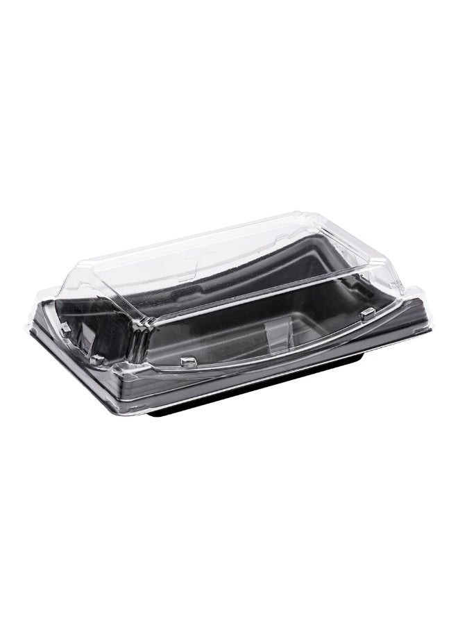 Restaurantware - Roku 7.5 x 4.75 Inch Sushi Trays, 100 Disposable Sushi Containers With Lids - Short, Take Out Containers For Appetizers, Entrees, or Desserts, Black Plastic To Go Containers, - Image 1