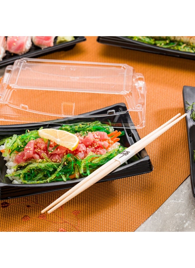 Restaurantware - Roku 7.5 x 4.75 Inch Sushi Trays, 100 Disposable Sushi Containers With Lids - Short, Take Out Containers For Appetizers, Entrees, or Desserts, Black Plastic To Go Containers, - Image 1