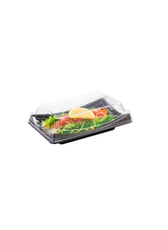 Restaurantware Restaurantware-Roku 7.5 x 4.75 Inch Sushi Trays, 100 Disposable Sushi Containers With Lids - Short, Take Out Containers For Appetizers, Entrees, or Desserts, Black Plastic To Go Containers,  - Image 2
