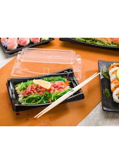 Restaurantware Restaurantware-Roku 7.5 x 4.75 Inch Sushi Trays, 100 Disposable Sushi Containers With Lids - Short, Take Out Containers For Appetizers, Entrees, or Desserts, Black Plastic To Go Containers,  - Image 3