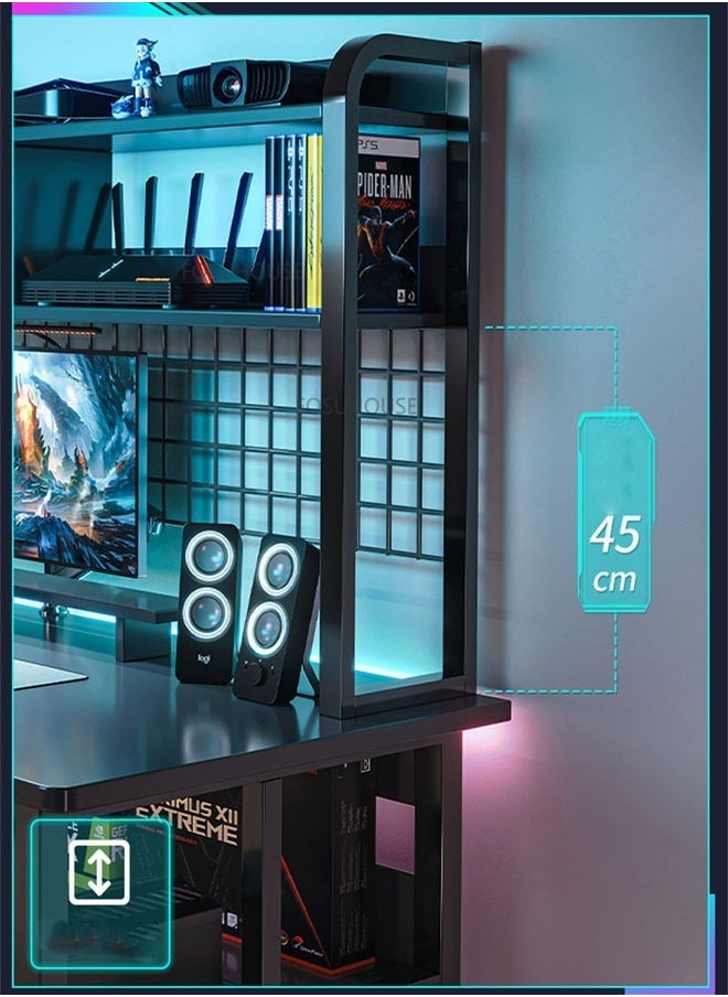 NKX - Multifunctional Computer Table And Office Desk With 2 Layer Book Shelf 100 cm - Image 1