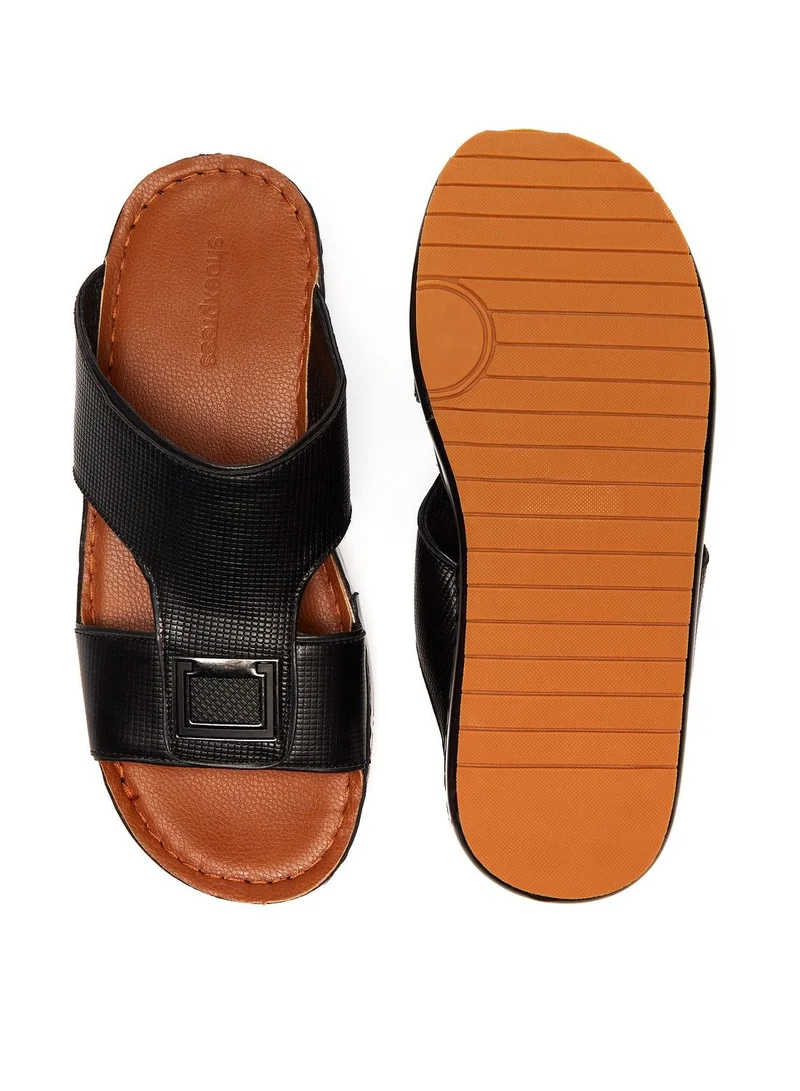 shoexpress Textured Slip On Arabic Sandals Black