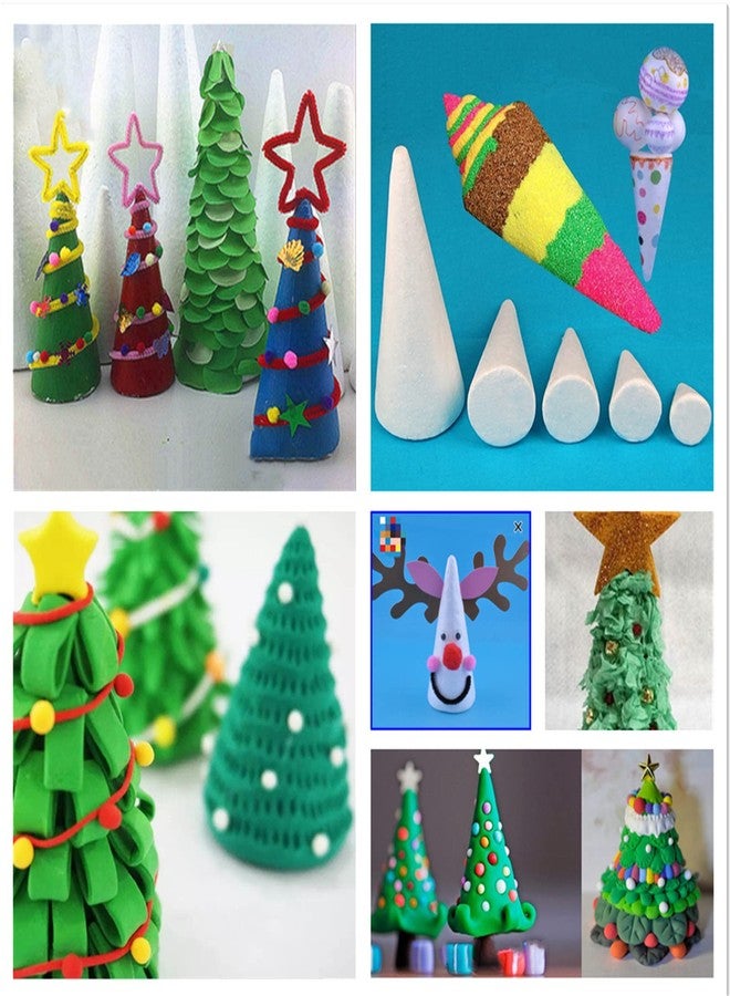 Crafjie 16 Pack Craft Foam Tree Cones for DIY Arts and Crafts (2.37 x 5.56in), White polystyrene Foam Cone, Polystyrene Foam Cones, for DIY Christmas Gnomes, Christmas Tree, Holiday Decor - Image 5