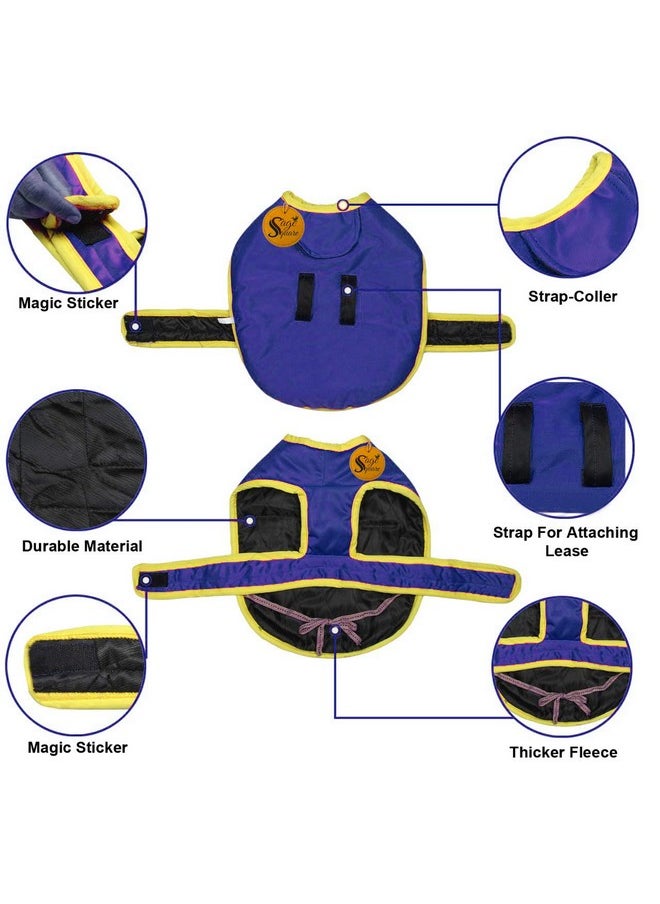 Sage Square Premium Dog Winter Ultra Warm Plain Coat Thicker Fleece Dog Hoodie Vest For Cold Weather (Small-Medium) (14 Inch) (Blue)  - Image 3