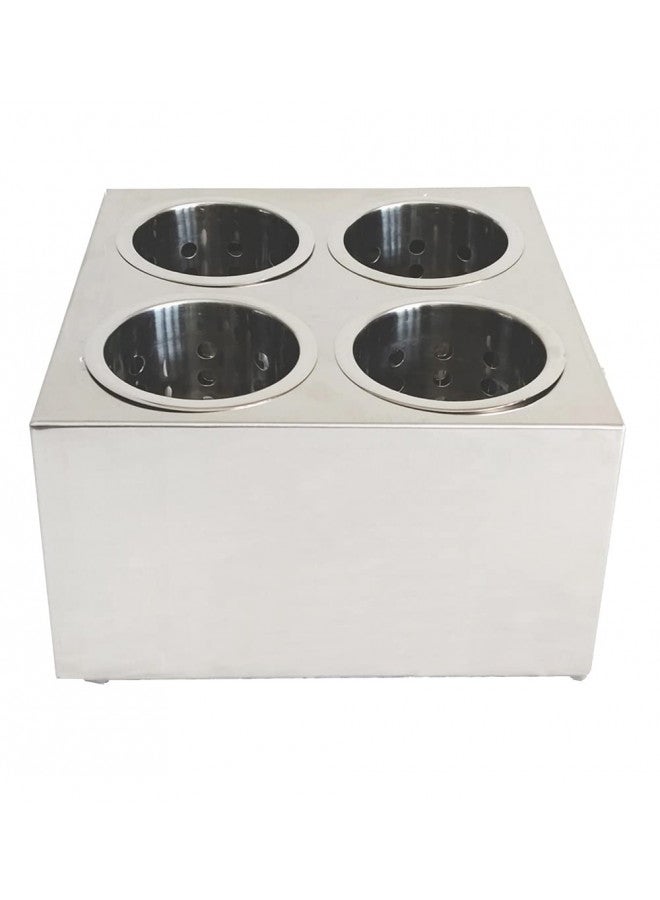 overstockedkitchen Commercial 4-Hole Stainless Steel Cylinder Flatware Silverware Utensil Holder Organizer Canddy - Image 2