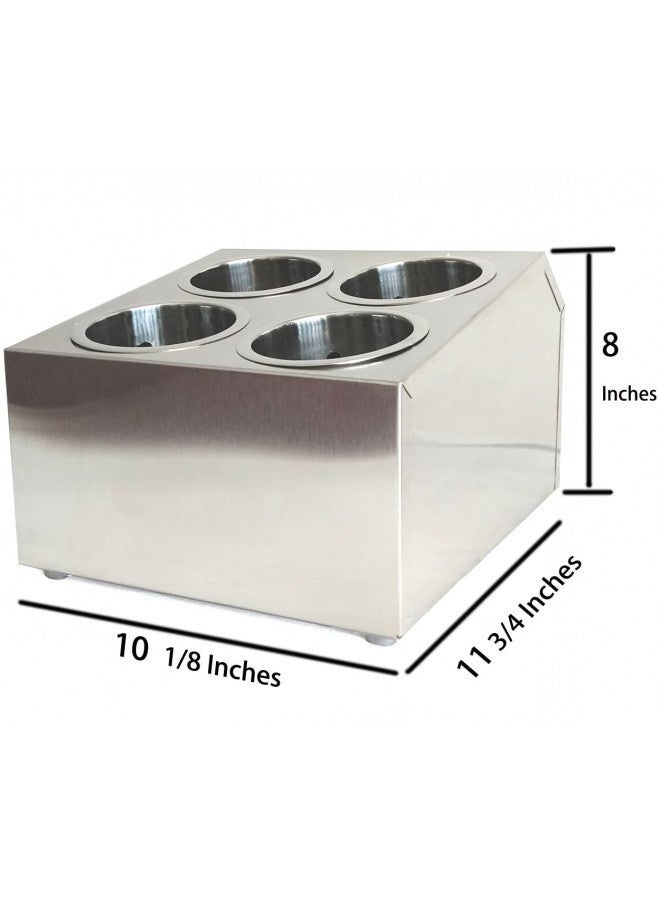 overstockedkitchen Commercial 4-Hole Stainless Steel Cylinder Flatware Silverware Utensil Holder Organizer Canddy - Image 3