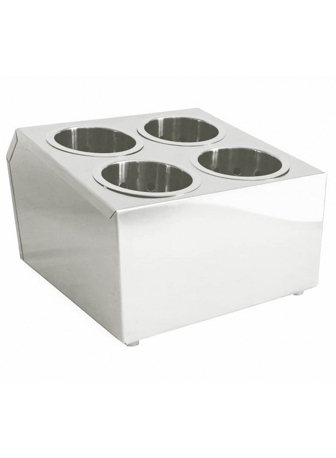 overstockedkitchen Commercial 4-Hole Stainless Steel Cylinder Flatware Silverware Utensil Holder Organizer Canddy - Image 4