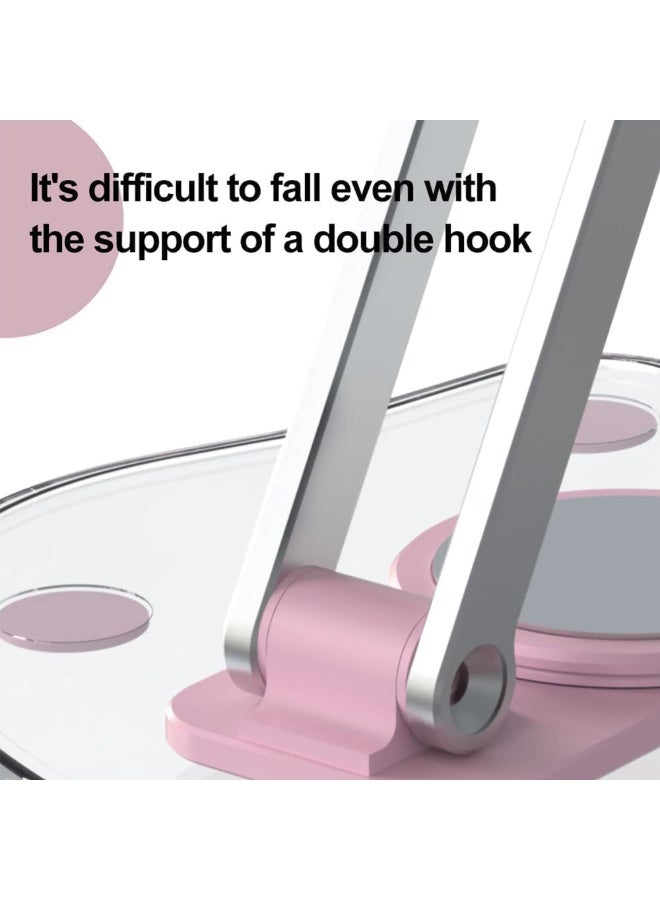 360° Rotating Acrylic Tablet Stand – Foldable & Adjustable Tablet Holder for Desk, Compatible with 4.7”–13” Tablets & Phones (Pink) - Image 4