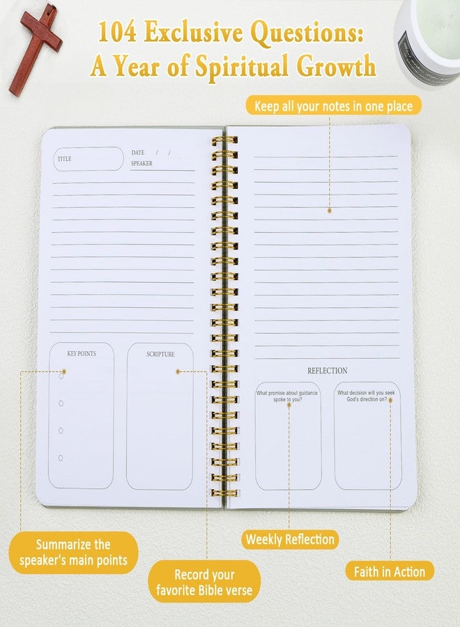 Zorblinx Church Notes Journal & Sermon Notes Notebook - Guided Christian Notebook for Key Points, Scripture Verses & Reflection | Spiritual Gift for Men & Women Bible Study Supplies, Green - Image 3