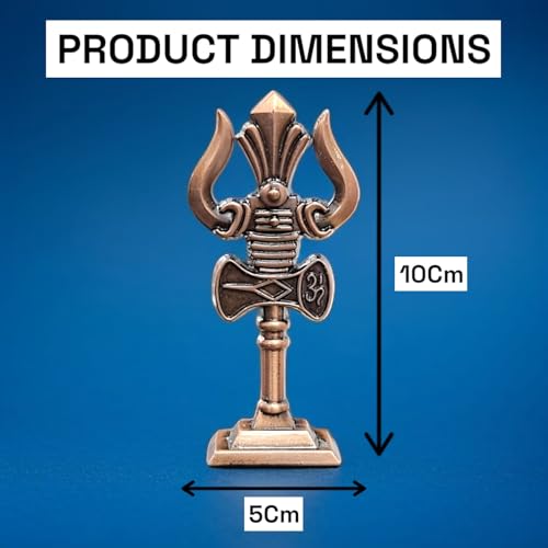 RIANZ® Shivji Trishul with Damru and Om Idol for Mandir, Shiva Idol Car Dashboard Decoration Items Statue Metal Showpiece for Pooja Room Home & Office Decor (Bronze Small) - Image 2
