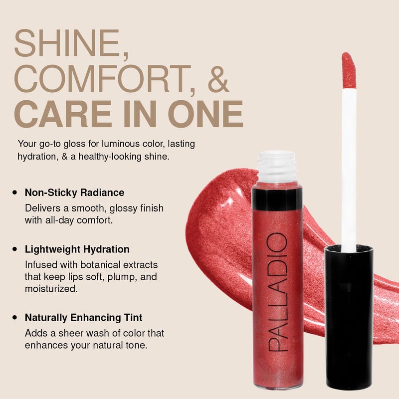 Palladio Lip Gloss, Non-Sticky Lip Gloss, Contains Vitamin E and Aloe, Offers Intense Color and Moisturization, Minimizes Lip Wrinkles, Softens Lips with Beautiful Shiny Finish, Champagne - Image 5