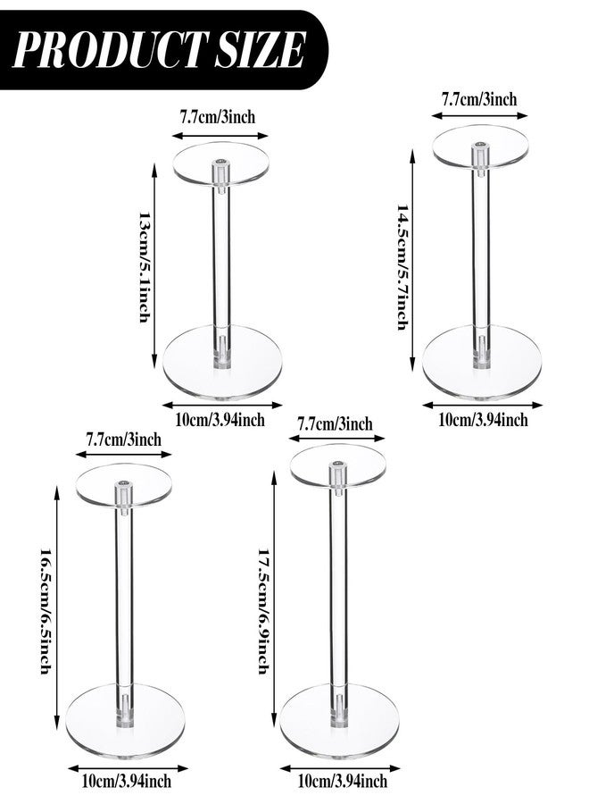 Soaoo 4 Round Acrylic Display Stands Small Clear Acrylic Display Risers Plastic Clear Acrylic Pedestal Set for Hat Jewelry Watch Plant Cake Display, 5.1 Inch, 5.7 Inch, 6.5 Inch, and 6.9 Inch - Image 2