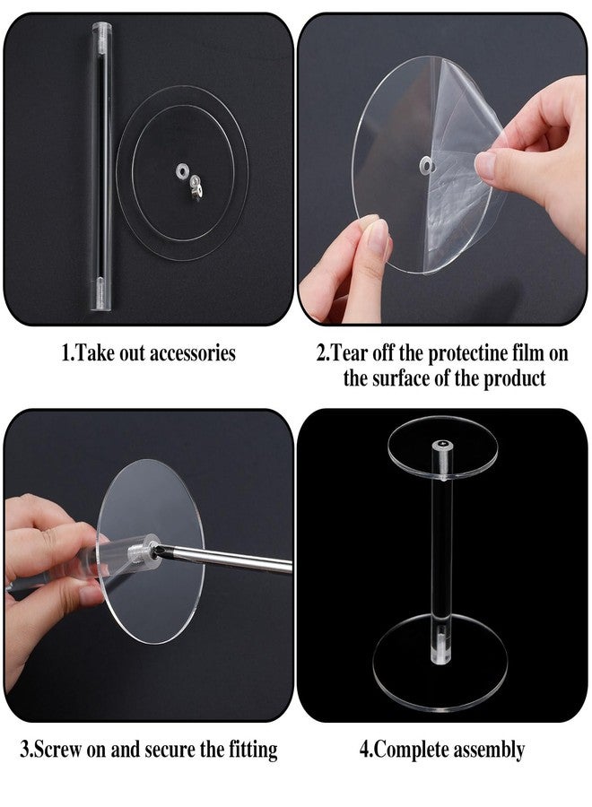 Soaoo 4 Round Acrylic Display Stands Small Clear Acrylic Display Risers Plastic Clear Acrylic Pedestal Set for Hat Jewelry Watch Plant Cake Display, 5.1 Inch, 5.7 Inch, 6.5 Inch, and 6.9 Inch - Image 5