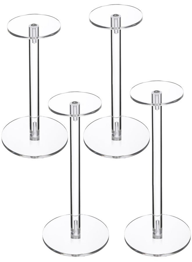 Soaoo 4 Round Acrylic Display Stands Small Clear Acrylic Display Risers Plastic Clear Acrylic Pedestal Set for Hat Jewelry Watch Plant Cake Display, 5.1 Inch, 5.7 Inch, 6.5 Inch, and 6.9 Inch - Image 1