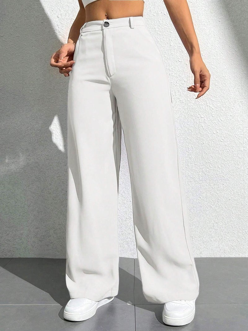 Toochki Trousers for Woman Pants Women's Formal Office Korean | White Track Pant | Straight | Cotton Spandex Stretchable Trouser | High-Waisted Bottom Wear - Image 5