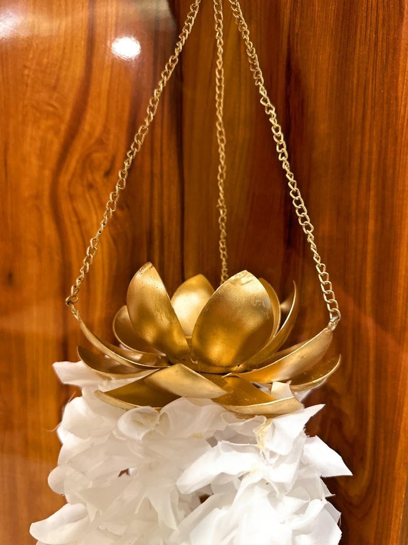 AGAAS ENTERPRISES Beautiful Metal Hanging Lotus Diwali Hanging Diya with Flower Decoration Wedding Decor Indoor Outdoor Home Decoration Gift Item - Image 4