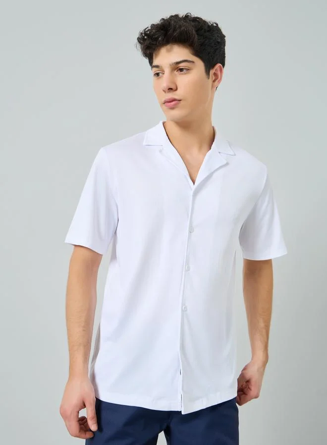 Take Two Men White Notched Collar Short Sleeve Shirt