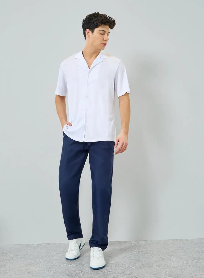 Take Two Men White Notched Collar Short Sleeve Shirt