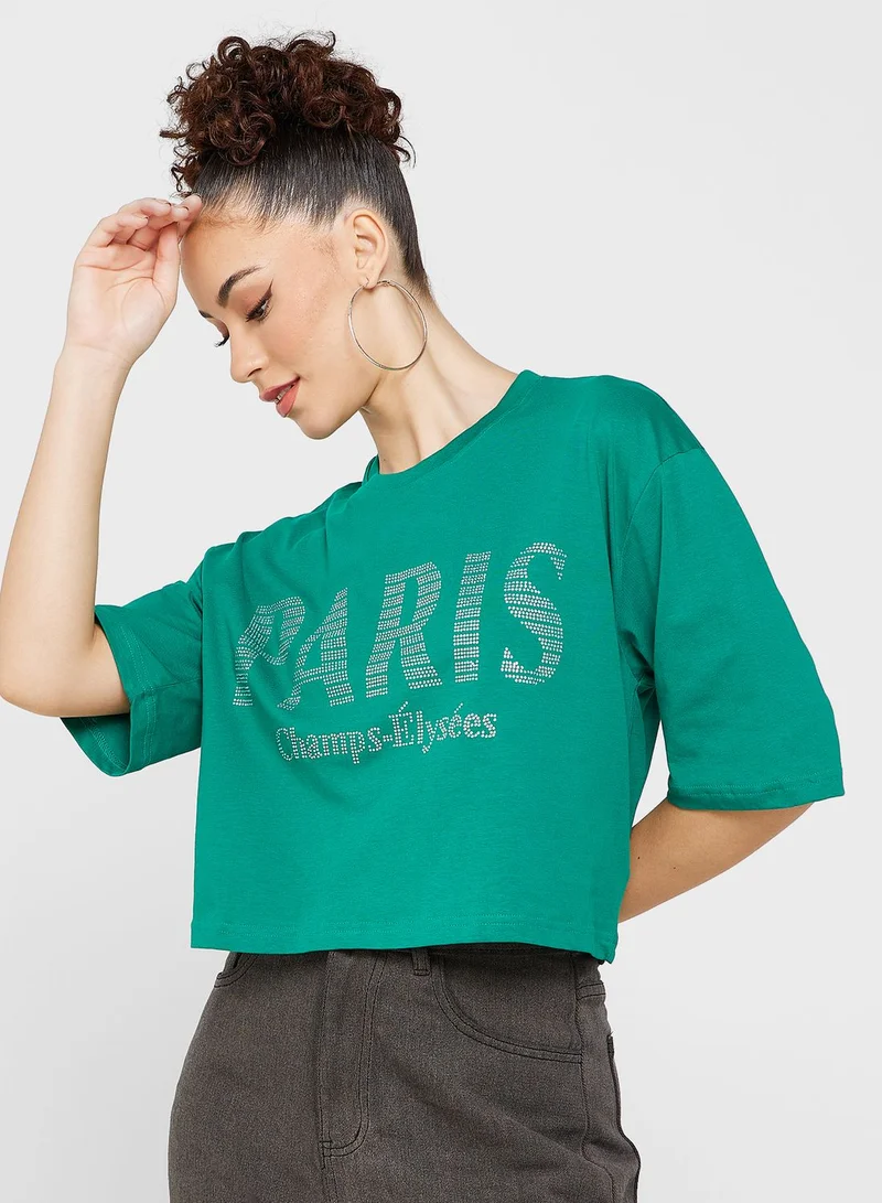Ginger Oversized Graphic Crop T-Shirt