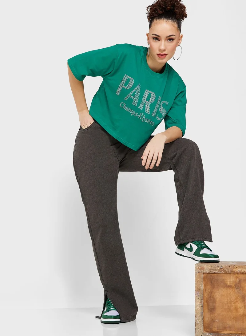 Ginger Oversized Graphic Crop T-Shirt