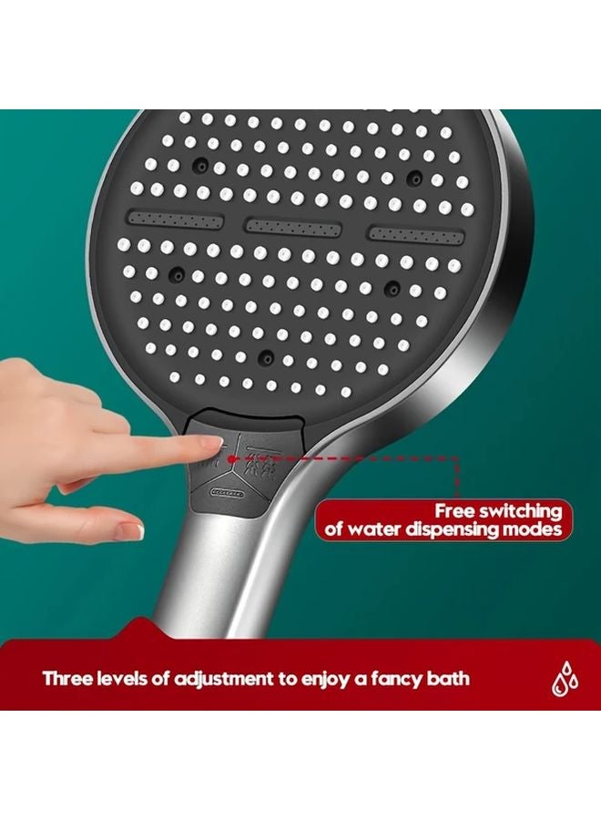 Black Handheld Shower Head Set 59 Inch Hose 3 Mode Adjustable Spray Bracket - Image 3