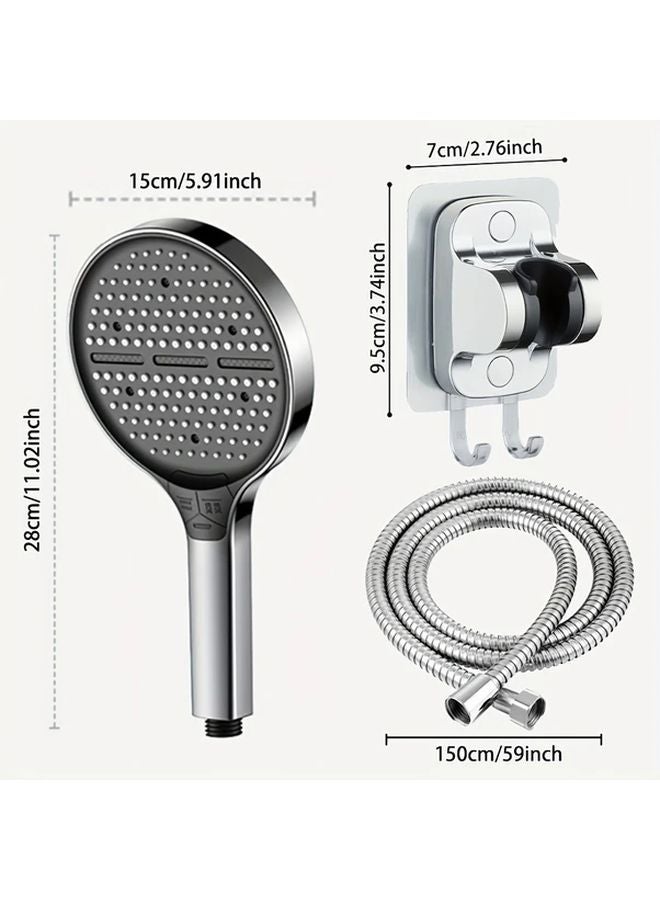 Black Handheld Shower Head Set 59 Inch Hose 3 Mode Adjustable Spray Bracket - Image 4