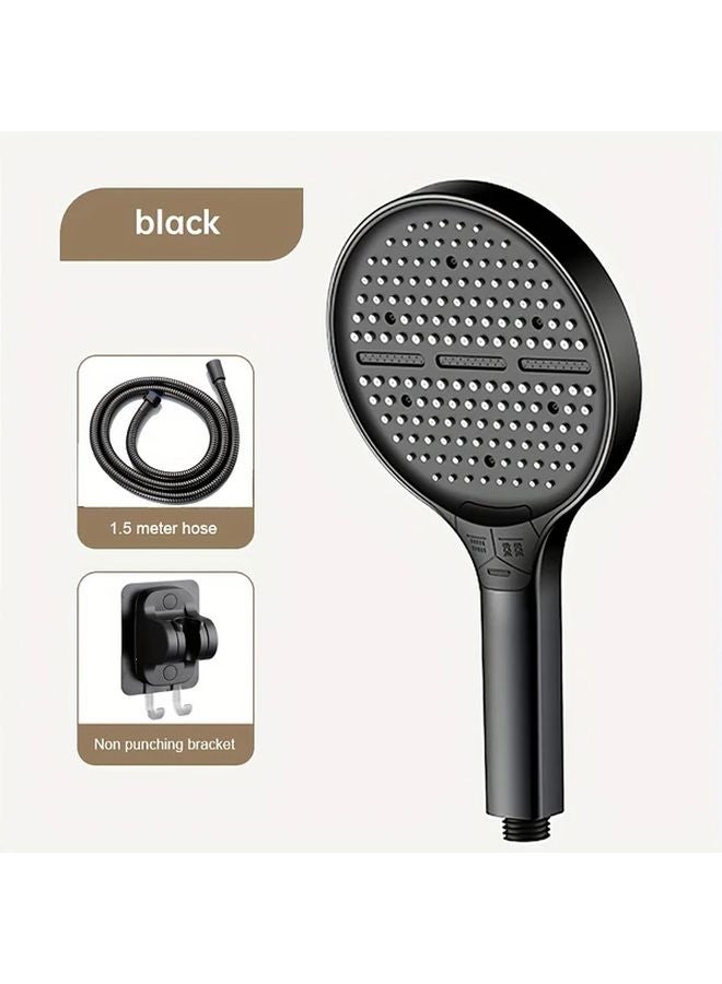Black Handheld Shower Head Set 59 Inch Hose 3 Mode Adjustable Spray Bracket - Image 1