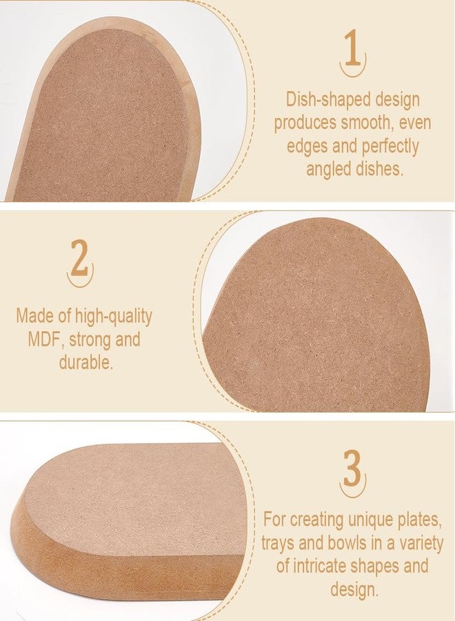BENECREAT قوالب سيراميك بيونيكريت بحجم 3 أحجام بيضاوية للطين (11.5x4/12.5x5/13.5x6.5)، قوالب خشبية بيضاوية للفخار، أدوات الفخار لبناء الأطباق يدويًا، مستلزمات الحرف اليدوية DIY - Image 4