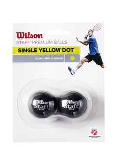 Wilson Staff Squash Balls, Pack of 2 - 1 yellow dot (advanced level)  - Image 1