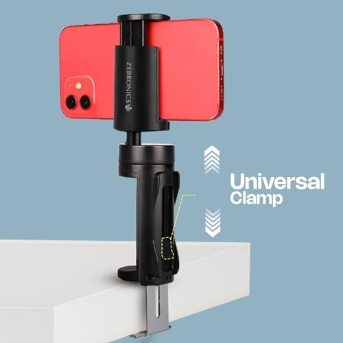 Zebronics Lightweight 360° Rotatable Mobile Holder, Upto 6.9 inches, Multi Angle Adjustment, Universal Clamp, Compact, Foldable, Compatible with Mobile (MS90, Black) - Image 3