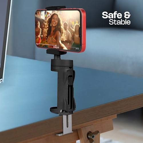 Zebronics Lightweight 360° Rotatable Mobile Holder, Upto 6.9 inches, Multi Angle Adjustment, Universal Clamp, Compact, Foldable, Compatible with Mobile (MS90, Black) - Image 4