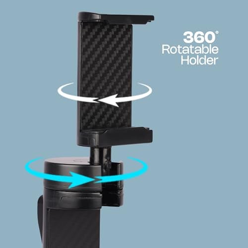 Zebronics Lightweight 360° Rotatable Mobile Holder, Upto 6.9 inches, Multi Angle Adjustment, Universal Clamp, Compact, Foldable, Compatible with Mobile (MS90, Black) - Image 2