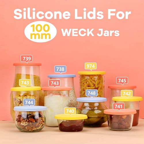 Purekra 100mm Silicone Lid For Weck 743|745(1 Liter)|738|739|740|741|742|744|748|974 Glass Jars, 6 Pack Purekra Keep-Fresh Silicone Covers, Food Grade, Durable, Reusable, Microwave & Dishwasher Safe - Image 3