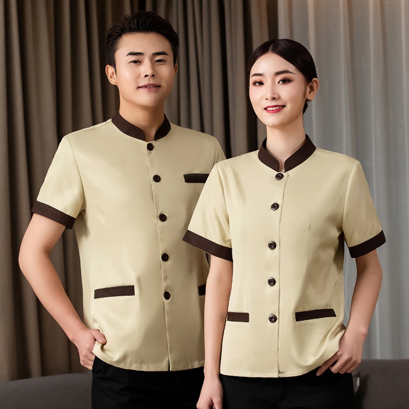 Cleaning Work Clothes Summer Property Cleaning Clothes Short Sleeve suit Hotel Cleaner Auntie Cleaner Work Clothes Female Women's blue  - Image 5