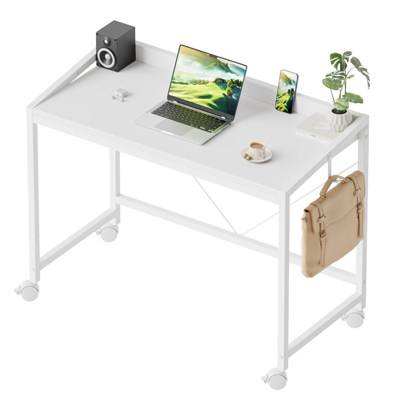 Mericonia Rolling Computer Desk with Wheels, Gaming Desk for Small Spaces, Modern Simple Style Table for Home Office, Study Writing Table - Image 1