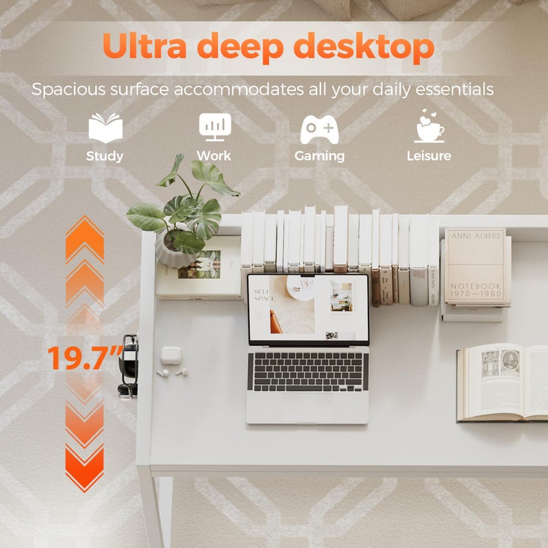 Mericonia Rolling Computer Desk with Wheels, Gaming Desk for Small Spaces, Modern Simple Style Table for Home Office, Study Writing Table - Image 4