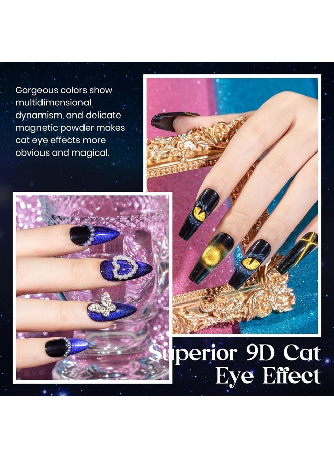 MIZHSE MIZHSE 8 Colors 9D Cat Eye Gel Nail Polish, Upgraded Magnetic Gel Polish Kit with Magnet Stick, Galaxy Chameleon Effect Silky Cat Eye Nail Gel Soak Off Nail Art Salon Manicure Home Ladies Gift  - Image 3