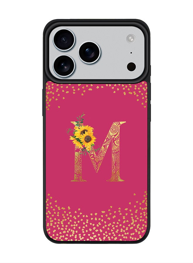 Stylizedd iPhone 17 Pro Max Case, [Compatible with MagSafe] Slim Magnetic cover Phone Case iPhone 17 Pro Max -Custom Floral Monogram - M ( Deep Pink ) - Image 1
