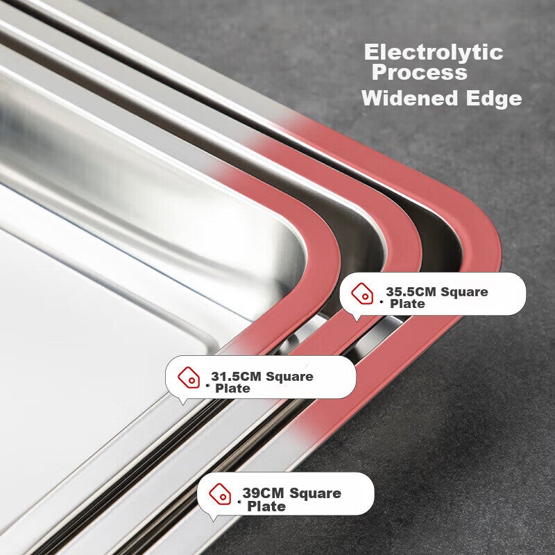 MAXCOOK 304 الفولاذ المقاوم للصدأ لوحة مربعة ، علبة تقديم مستطيلة عميقة ، مقلاة شواء 32 سم MCFT2359 - Image 5