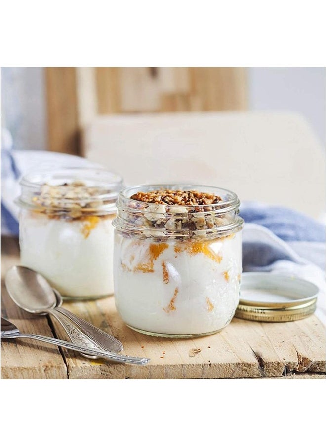 FUFU FUFU Mason Jars with Airtight Metal Regular Lids(8oz/250ml), Sealed Clear Glass Canning Jars with Wide Mouth for Spices, Honey, Jam, dessert，Jelly, of 12  - Image 3