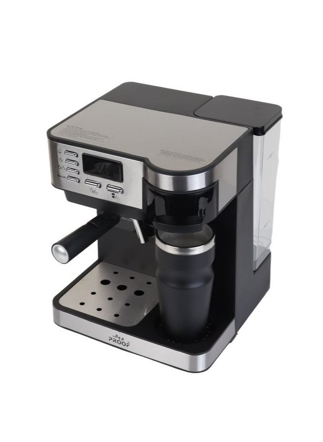PROOF Cappuccino and Espresso Maker 320ml, 850W, 15 Bar Pressure, LED Display, 1.2L Removable Water Tank - Milk Frother for Latte  - Image 2