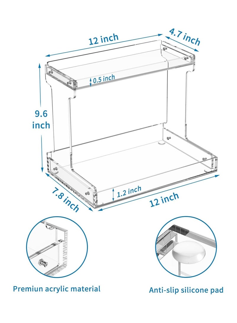 تي بي جي بي منظم حمام بطبقتين، منظم سطح الحمام من الأكريليك، منظم رف حمام شفاف، صينية تجميلية للعناية بالبشرة، تخزين منزلي للحمام والمطبخ وغرفة النوم - Image 2
