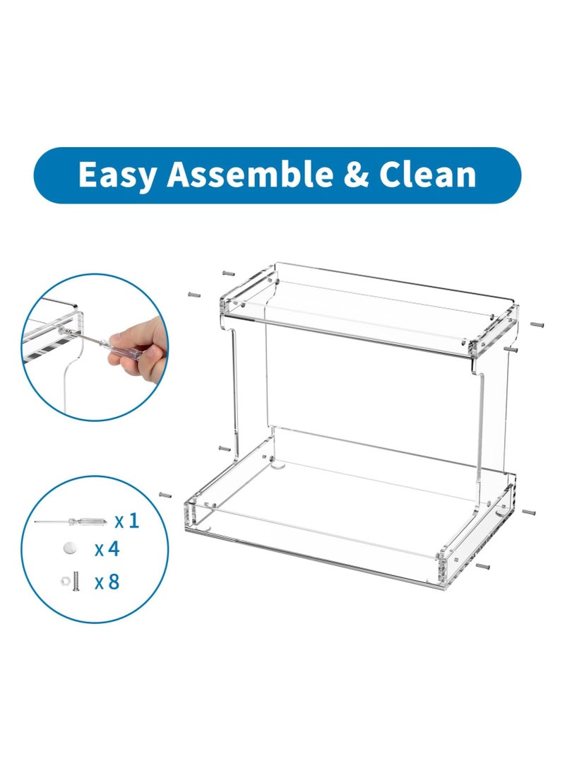 تي بي جي بي منظم حمام بطبقتين، منظم سطح الحمام من الأكريليك، منظم رف حمام شفاف، صينية تجميلية للعناية بالبشرة، تخزين منزلي للحمام والمطبخ وغرفة النوم - Image 3