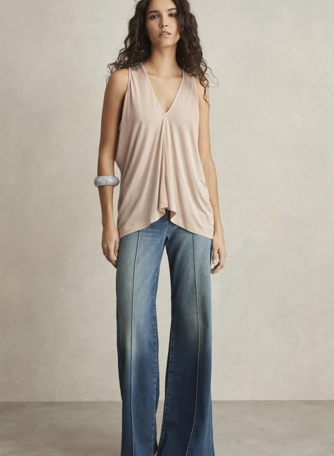 REISS Drape V Neck Top