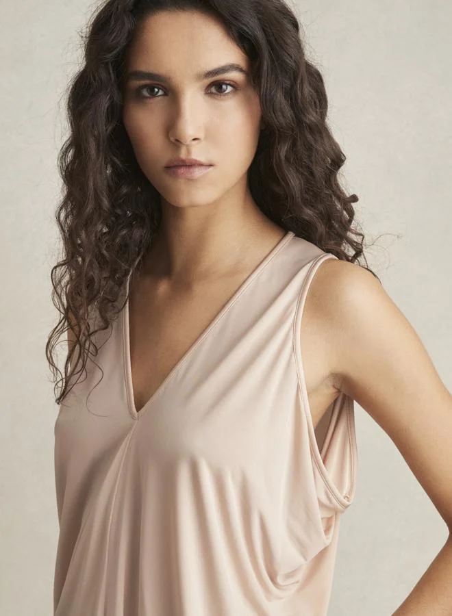REISS Drape V Neck Top