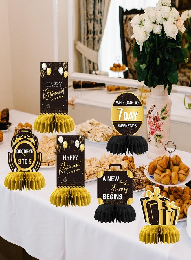 INNORU Happy Retirement Table Poster Centerpieces Set, Retirement Appreciation Gifts Officically Retired Table Decor Centerpieces for Women Men Office Retirement Party Decorations Gold 8PCS - Image 5